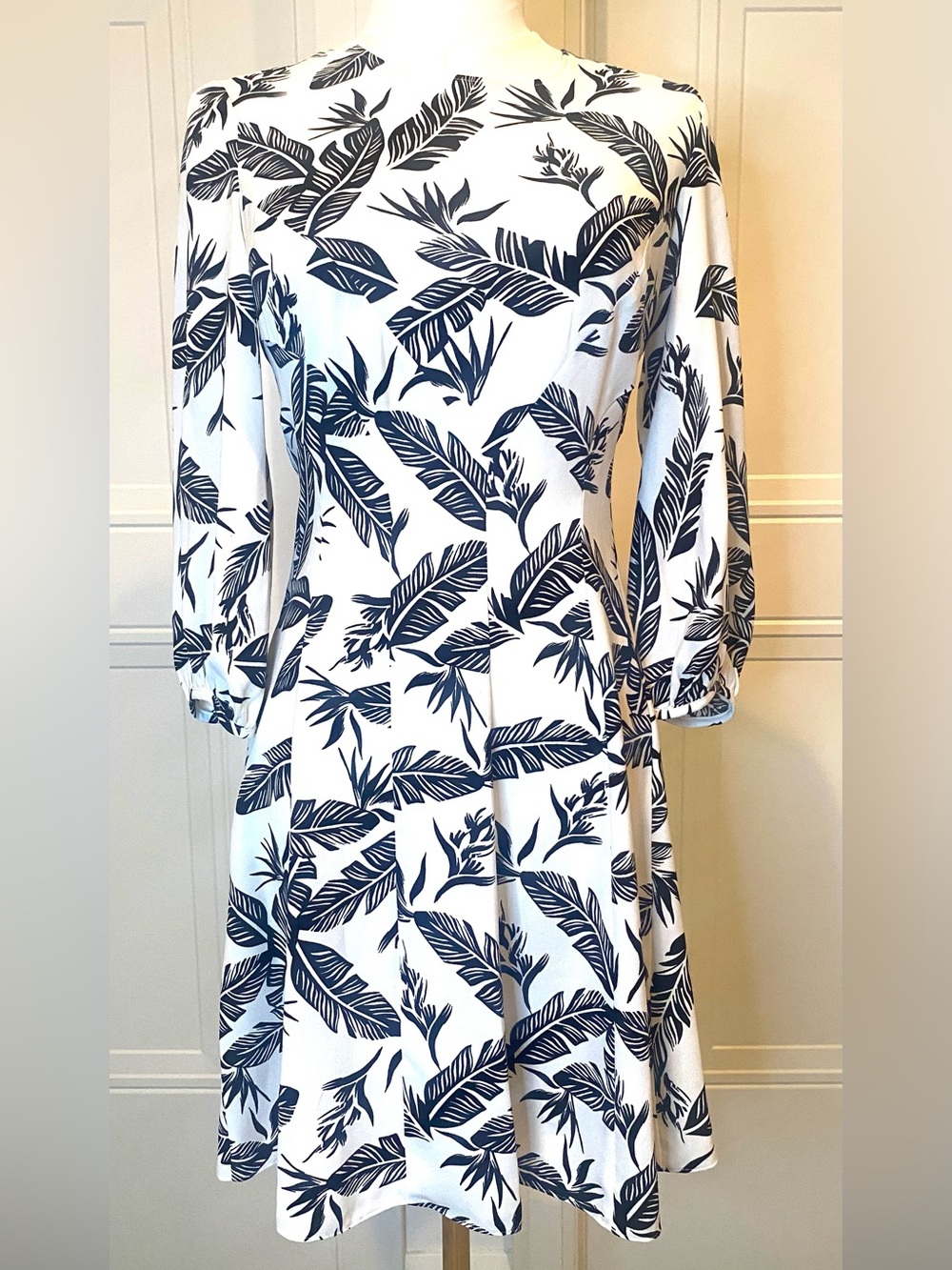 JAYGODFREY White and Black Tropical Fit & Flare Dress Size 2 NWT Resort Wedding